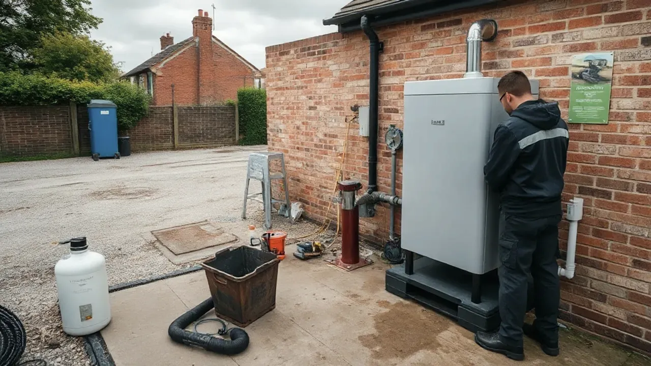 The site involved in Annual boiler servicing, near Chester, seen from a distance