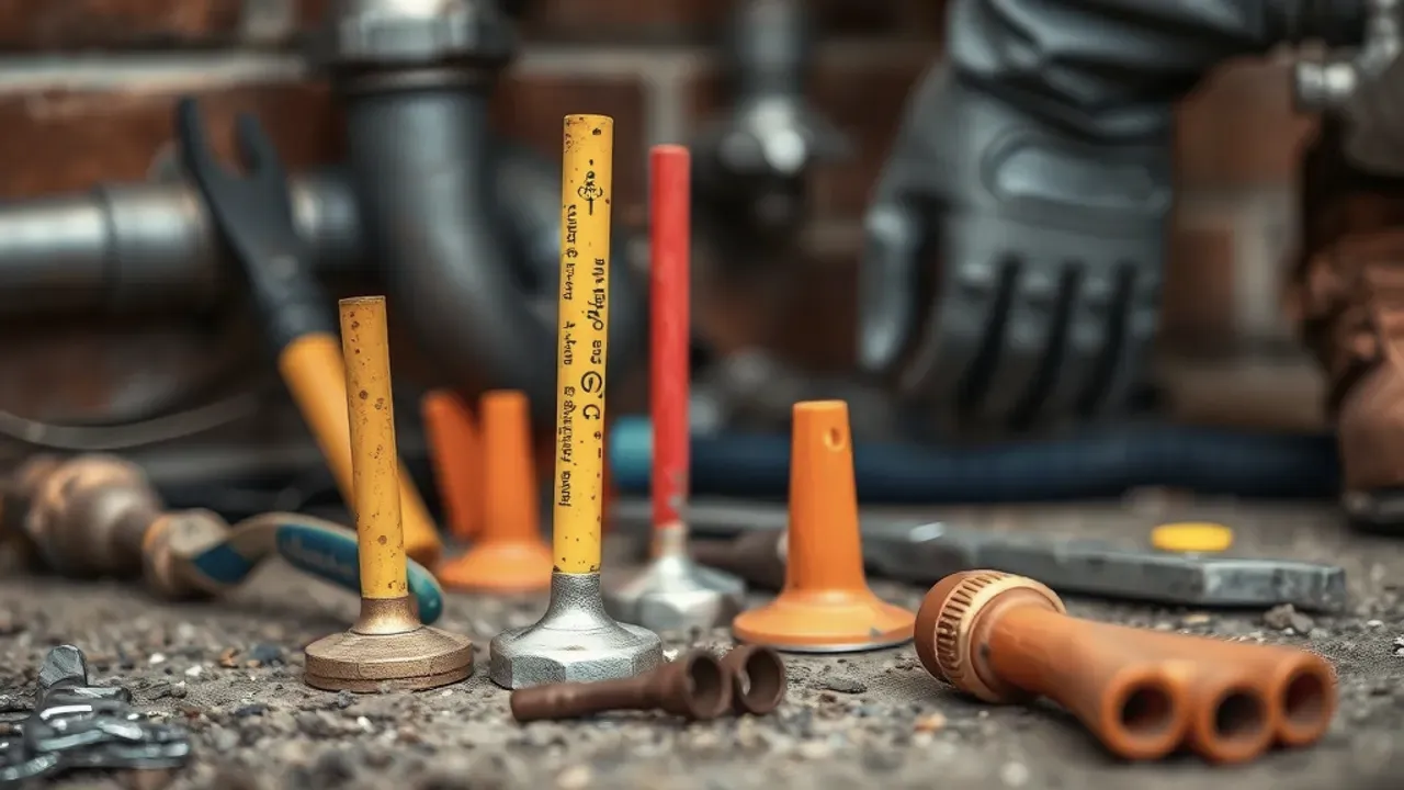 Tools and site markers used in Emergency plumbing repairs